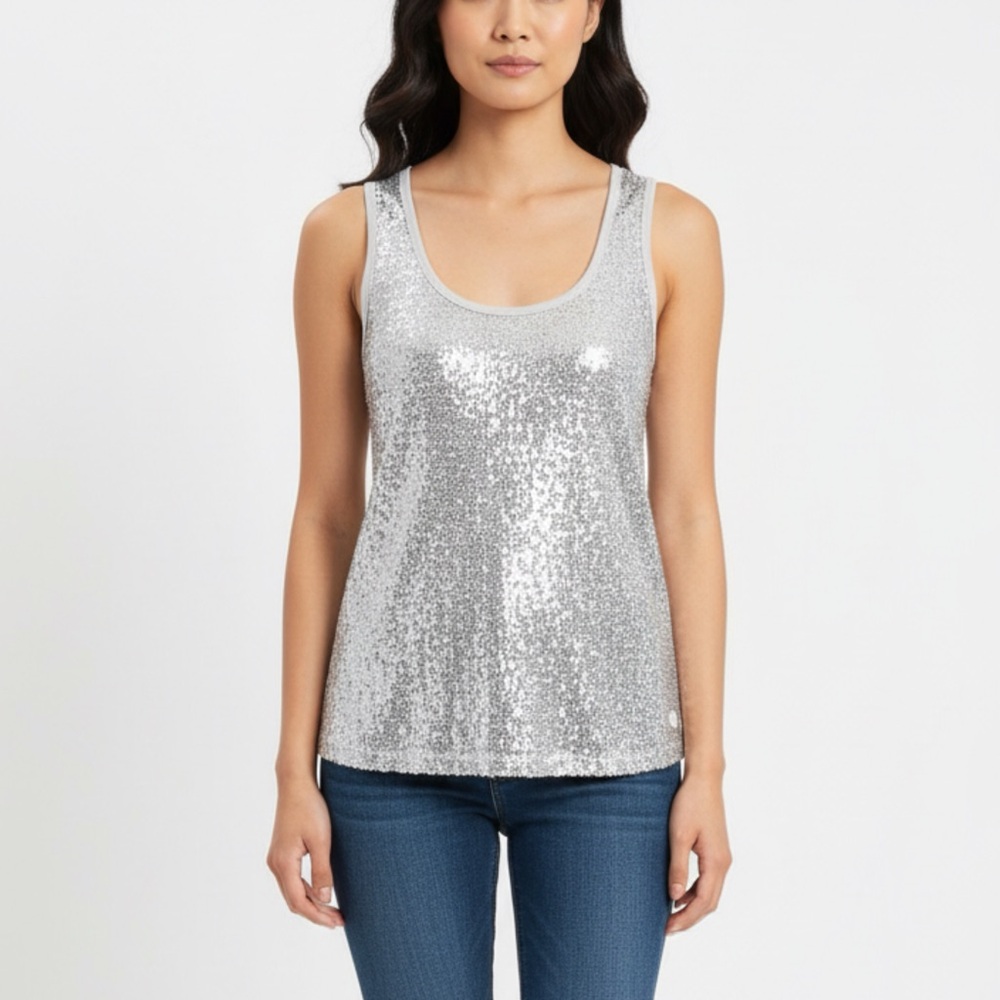 Silver Sequin Women's Tank Top